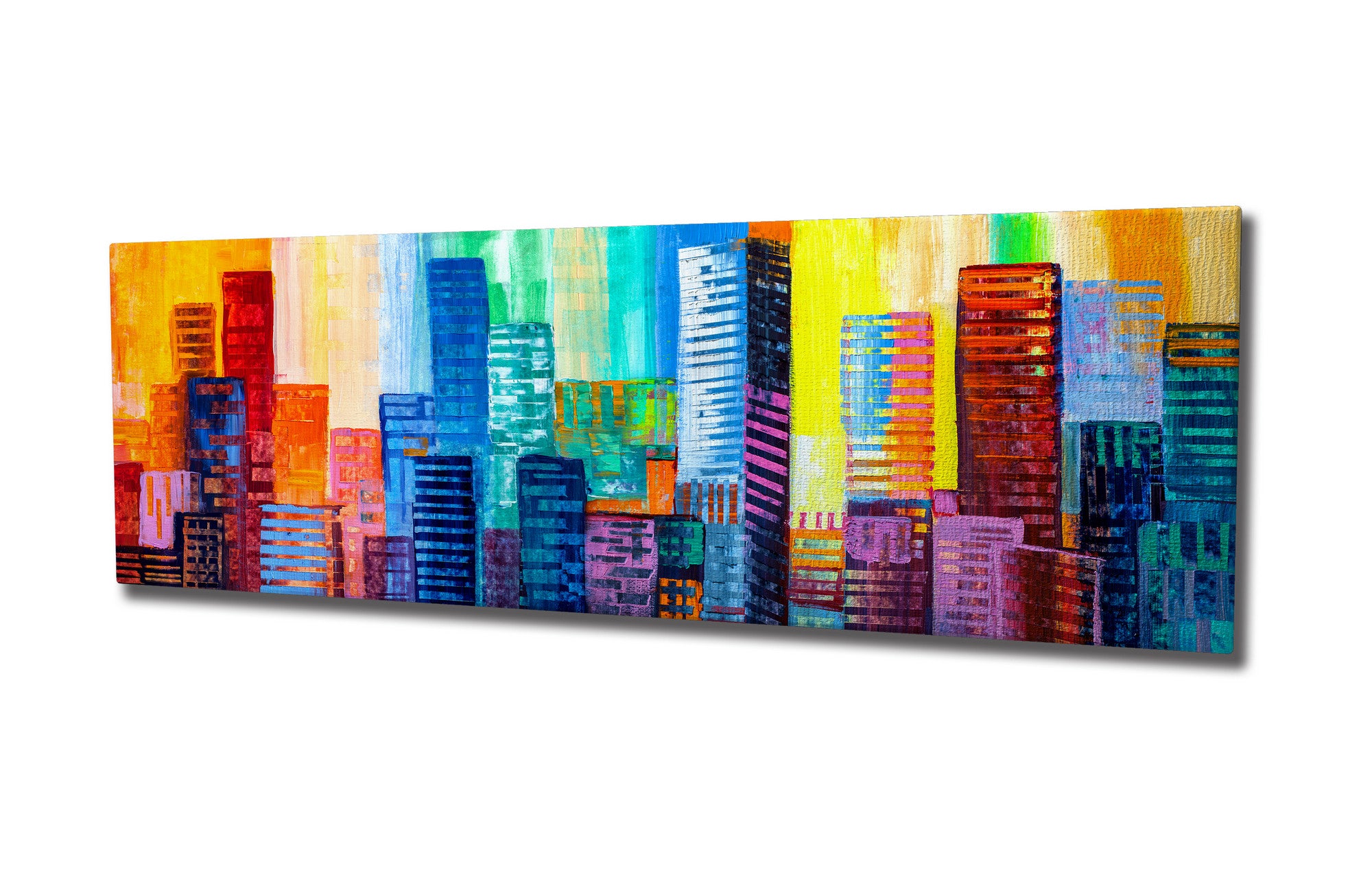 Quadro Decorativo em Tela com Moldura de Madeira - Impressão Digital Multicolor 30x80cm