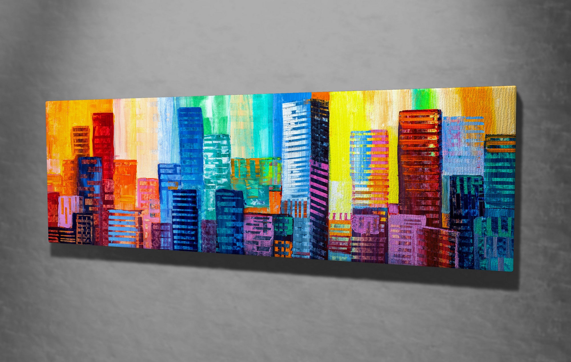 Quadro Decorativo em Tela com Moldura de Madeira - Impressão Digital Multicolor 30x80cm