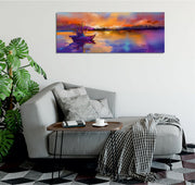 Quadro Decorativo em Tela com Moldura de Madeira - Impressão Digital Multicolor 30x80cm