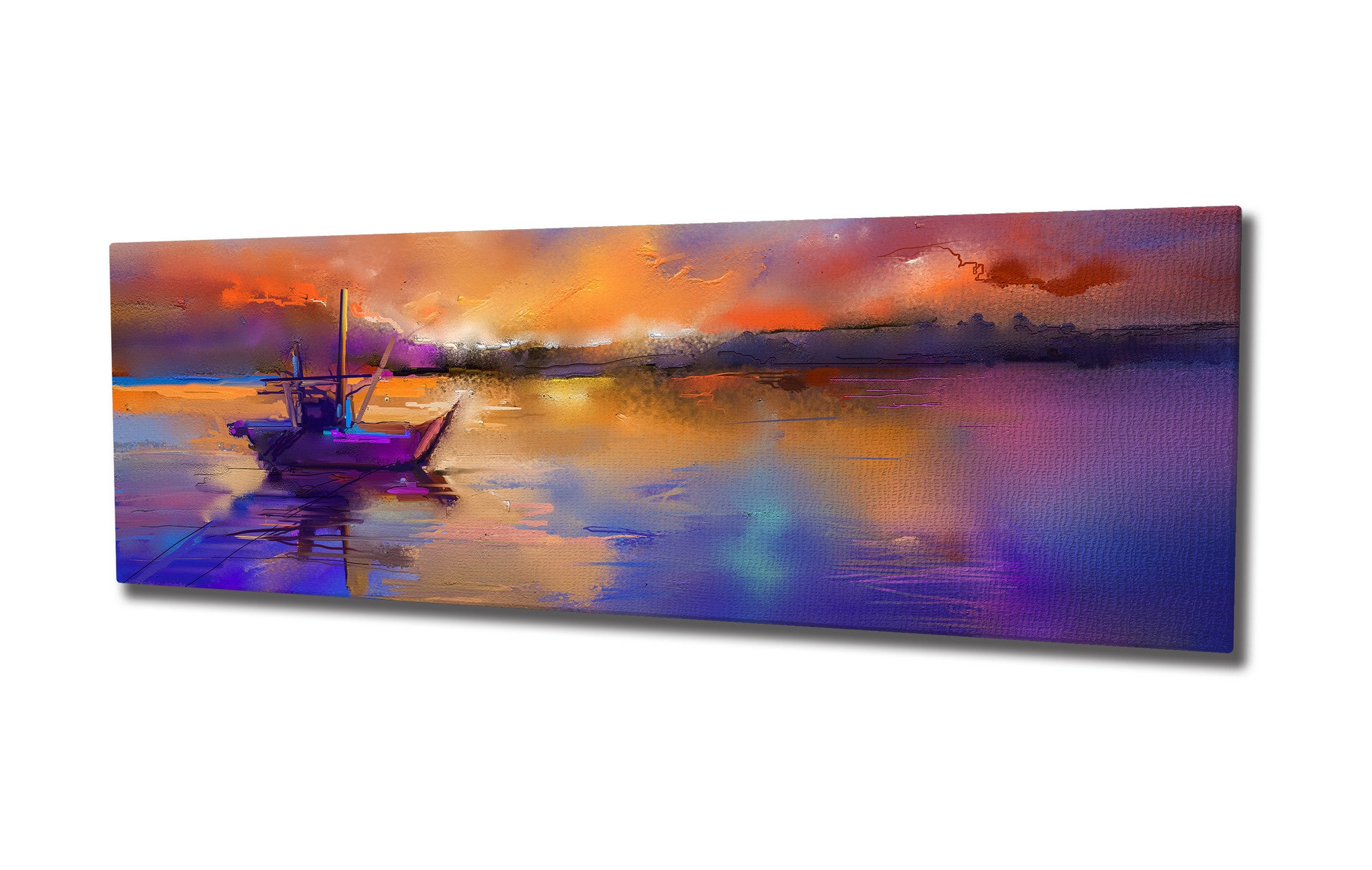 Quadro Decorativo em Tela com Moldura de Madeira - Impressão Digital Multicolor 30x80cm