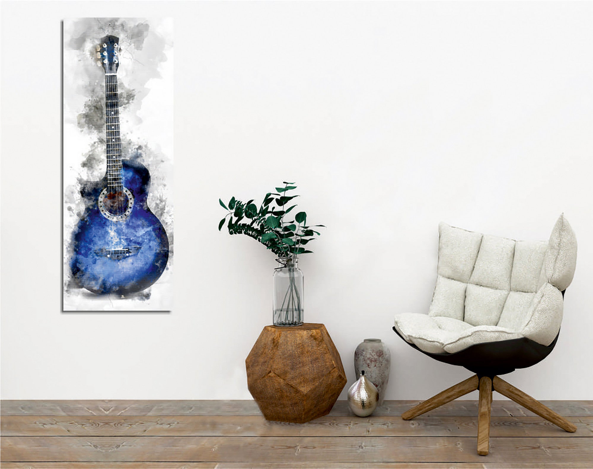 Quadro Decorativo em Tela com Moldura de Madeira - Impressão Digital Multicolor 30x80cm