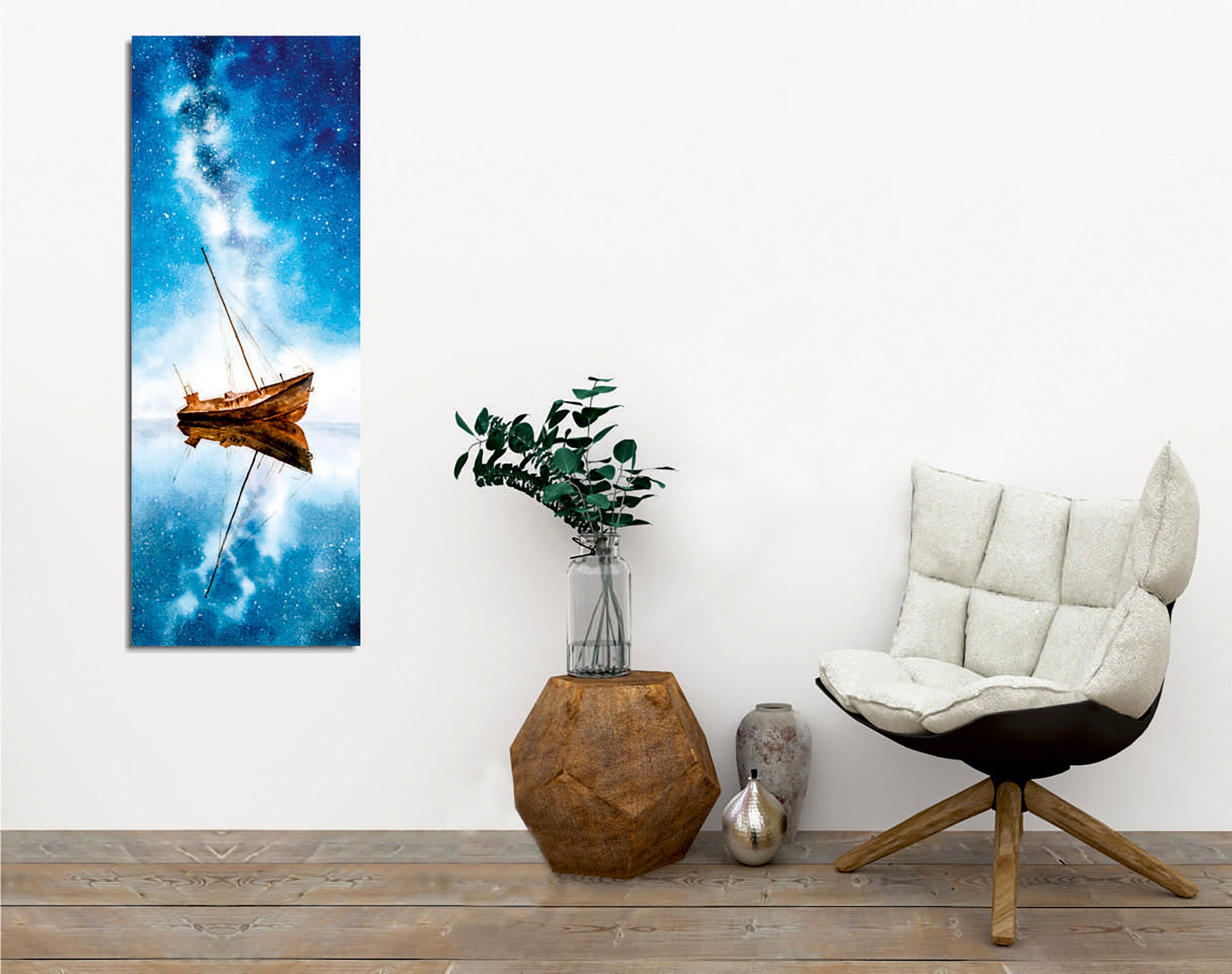 Quadro Decorativo em Tela com Moldura de Madeira - Impressão Digital Multicolor 30x80cm