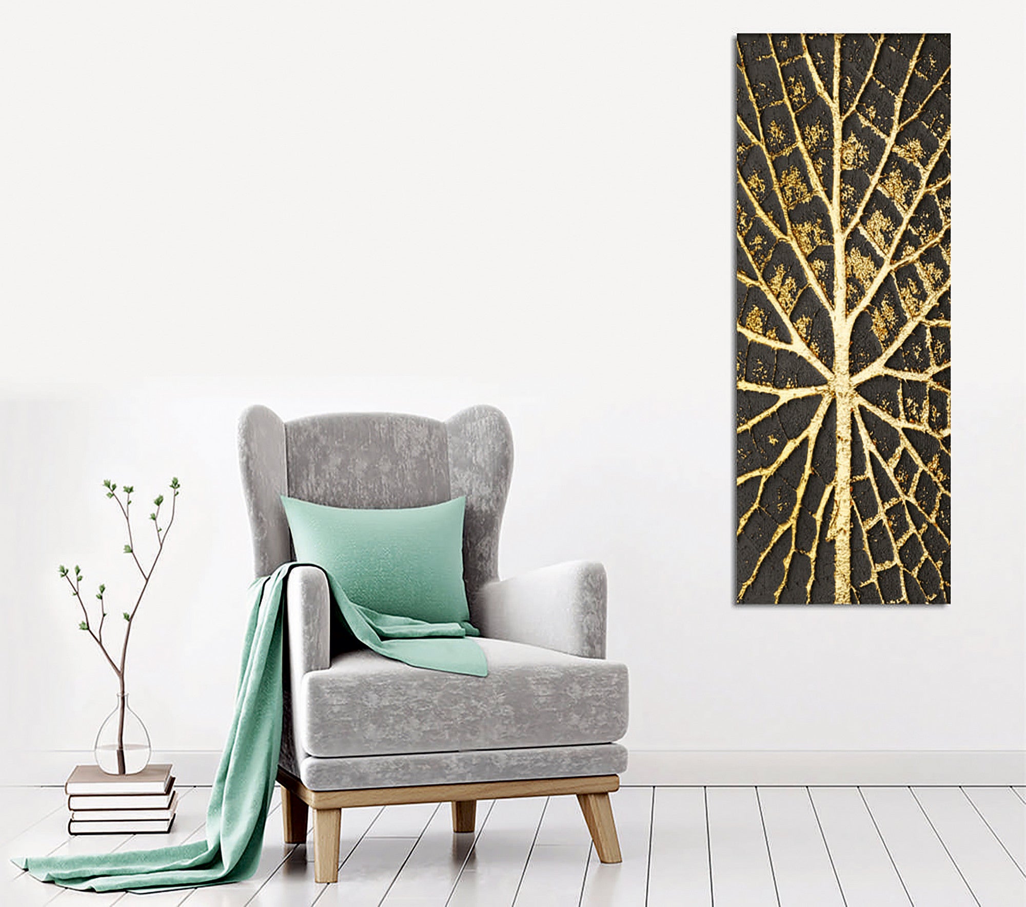 Quadro Decorativo em Tela com Moldura de Madeira - Impressão Digital Multicolor 30x80cm