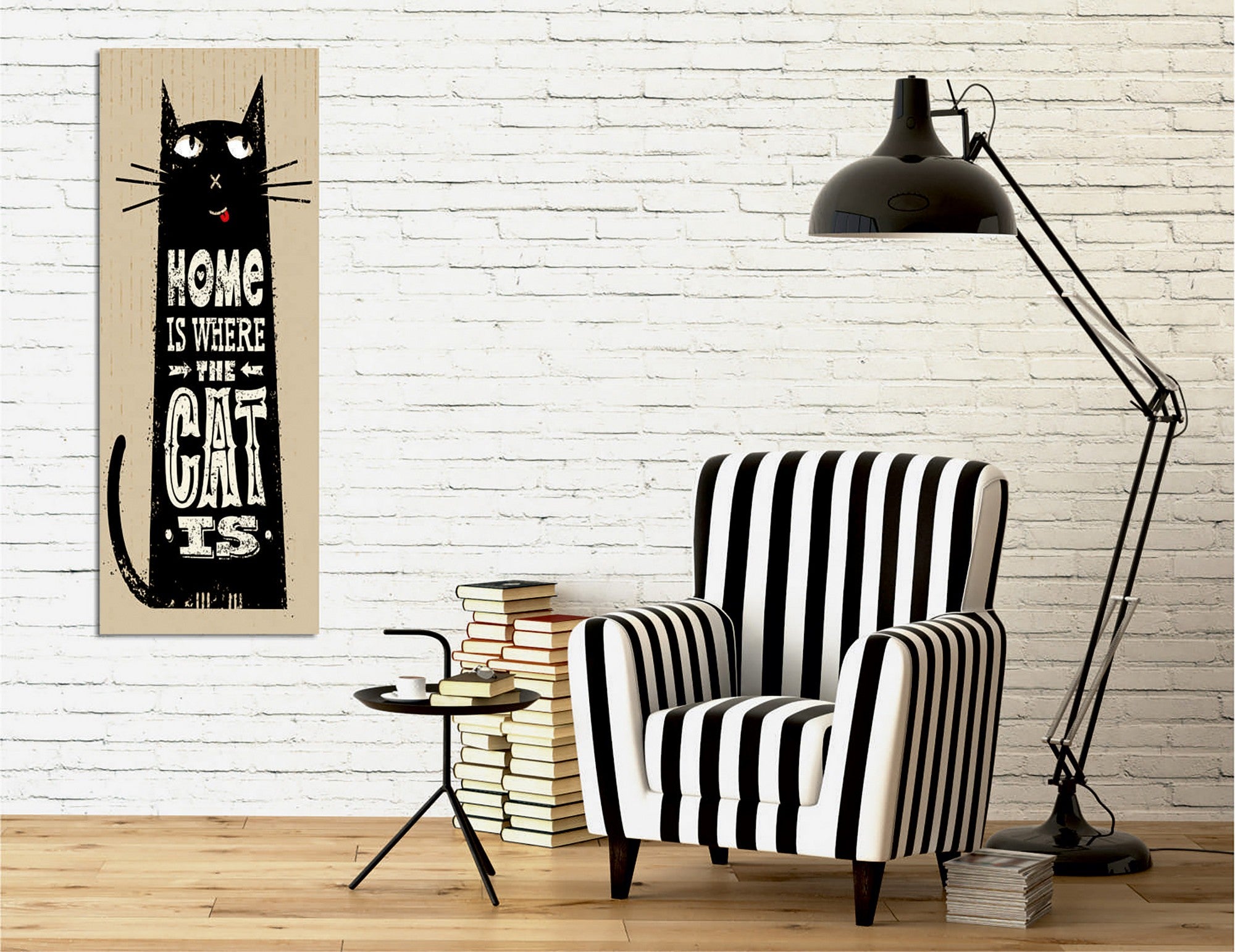 Quadro Decorativo em Tela com Moldura de Madeira - Impressão Digital Multicolor 30x80cm