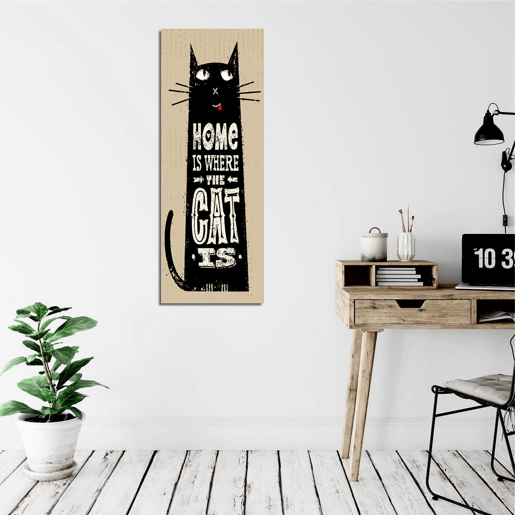 Quadro Decorativo em Tela com Moldura de Madeira - Impressão Digital Multicolor 30x80cm