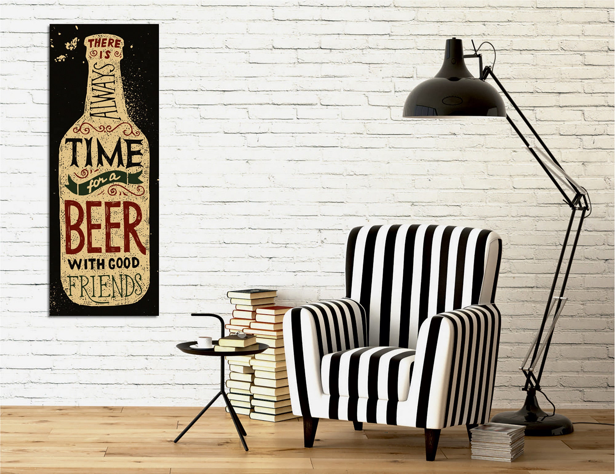 Quadro Decorativo em Tela com Moldura de Madeira - Impressão Digital Multicolor 30x80cm