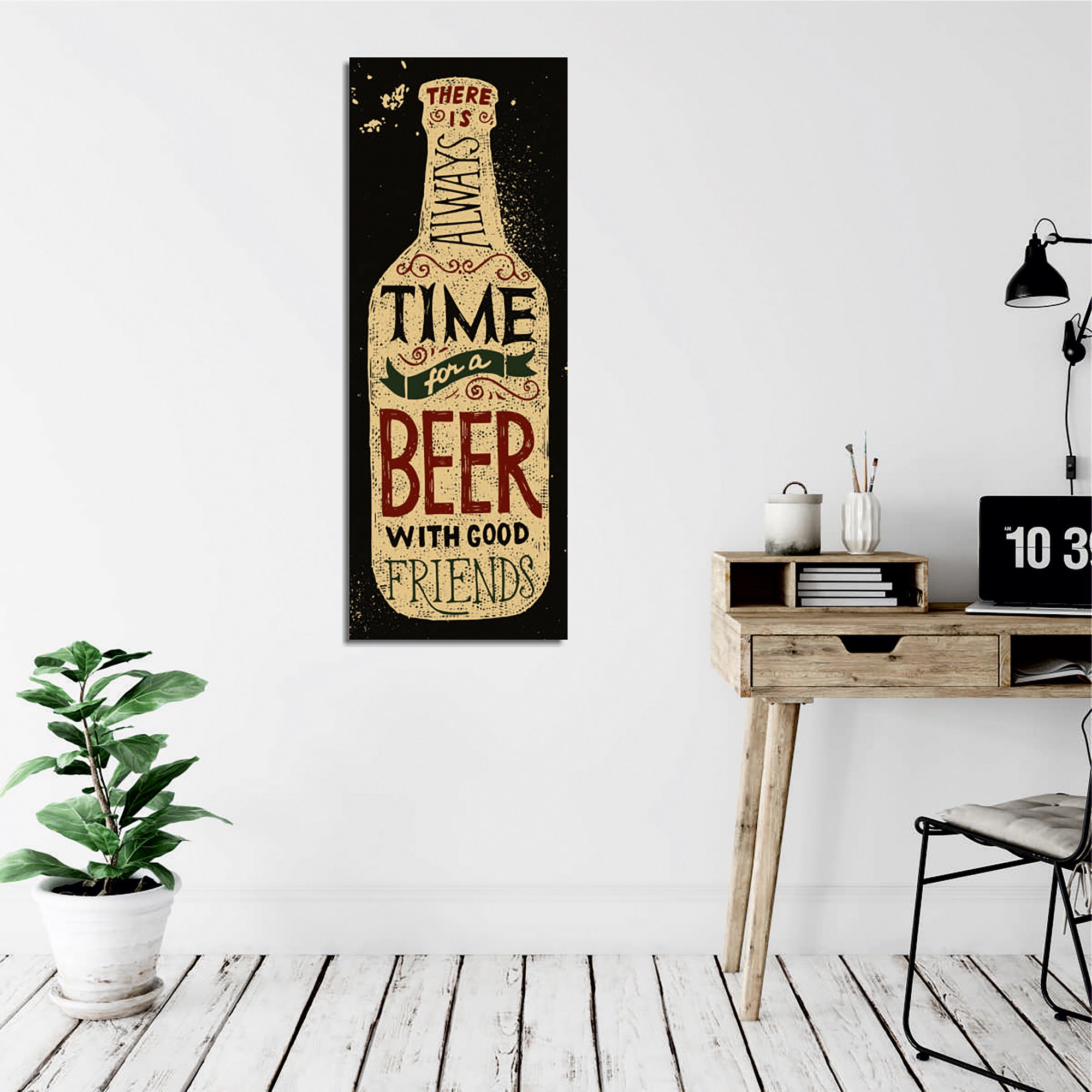 Quadro Decorativo em Tela com Moldura de Madeira - Impressão Digital Multicolor 30x80cm