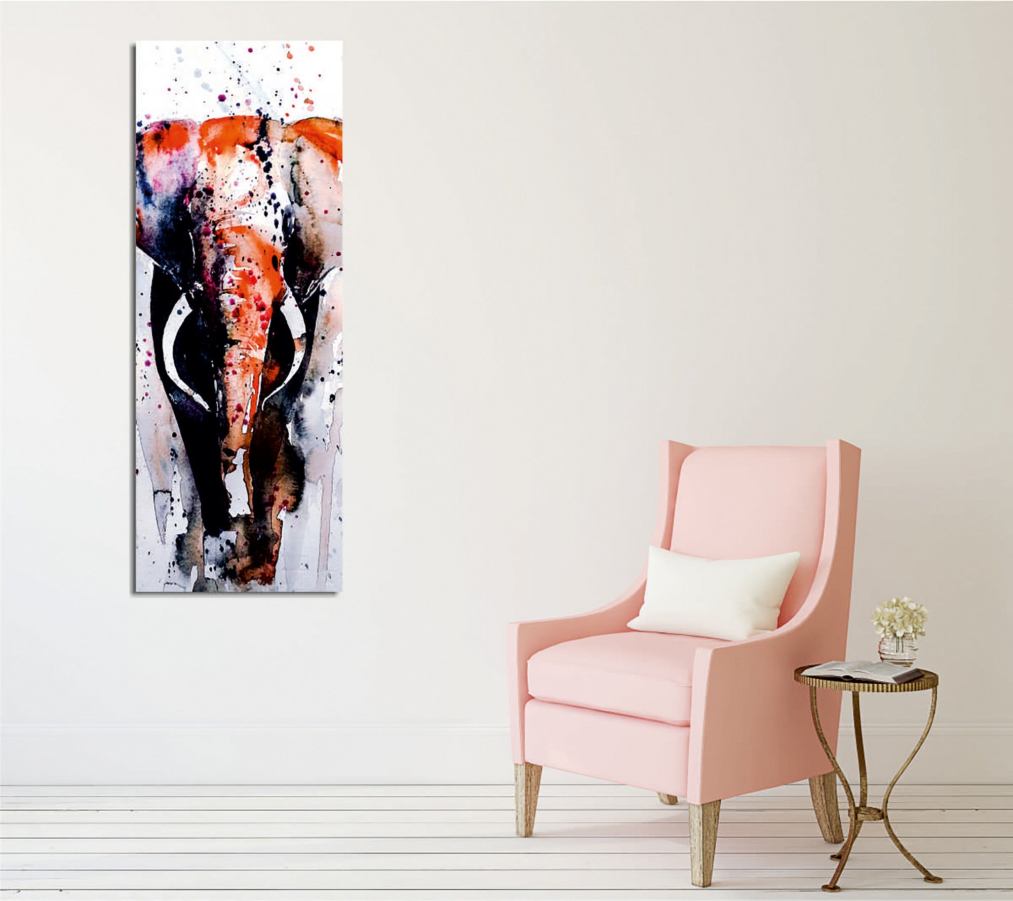Quadro Decorativo em Tela com Moldura de Madeira - Impressão Digital Multicolor 30x80cm