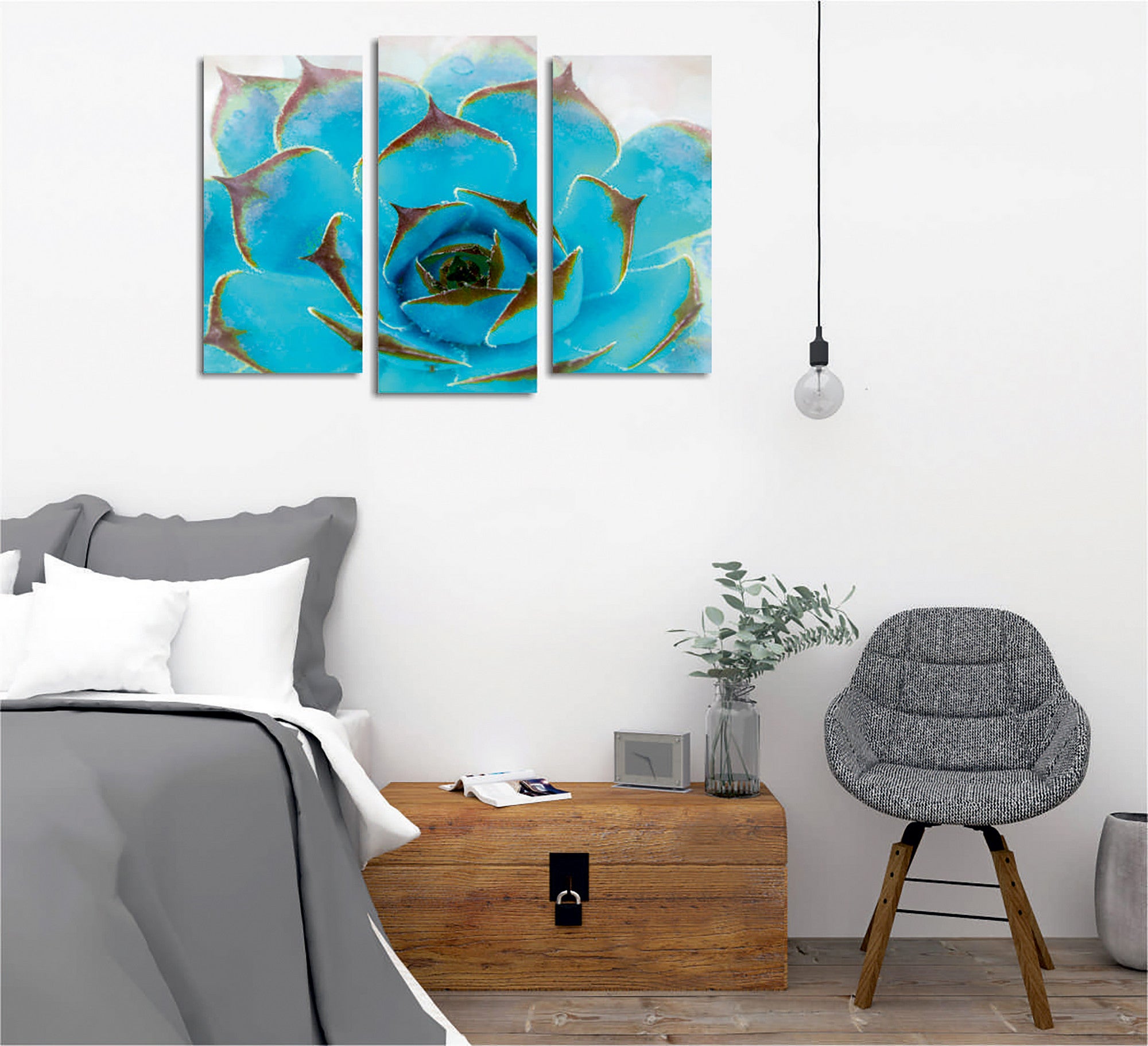 Conjunto de 3 Quadros Decorativos em Tela com Moldura de Madeira - Impressão Digital Multicolor 20x40cm e 20x45cm