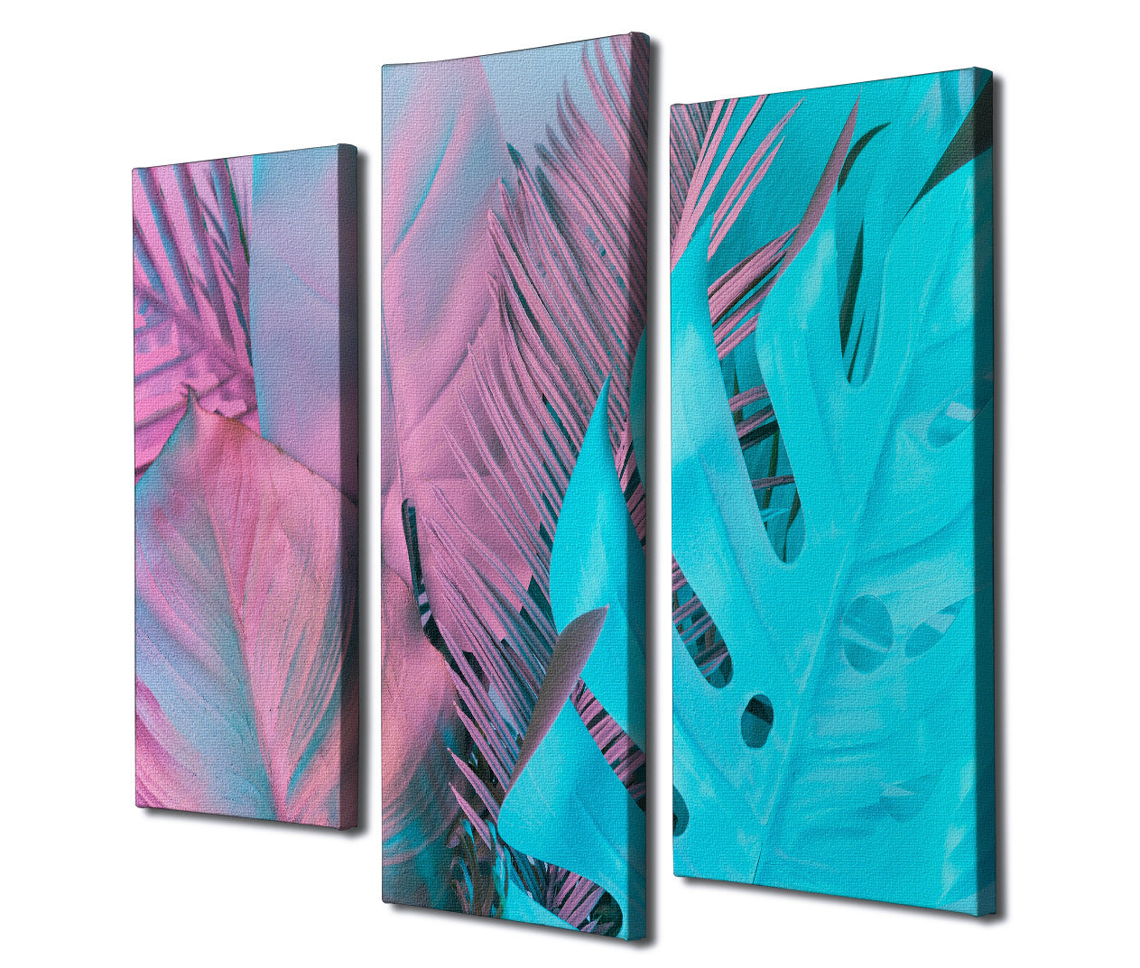 Conjunto de 3 Quadros Decorativos em Tela com Moldura de Madeira - Impressão Digital Multicolor 20x40cm e 20x45cm