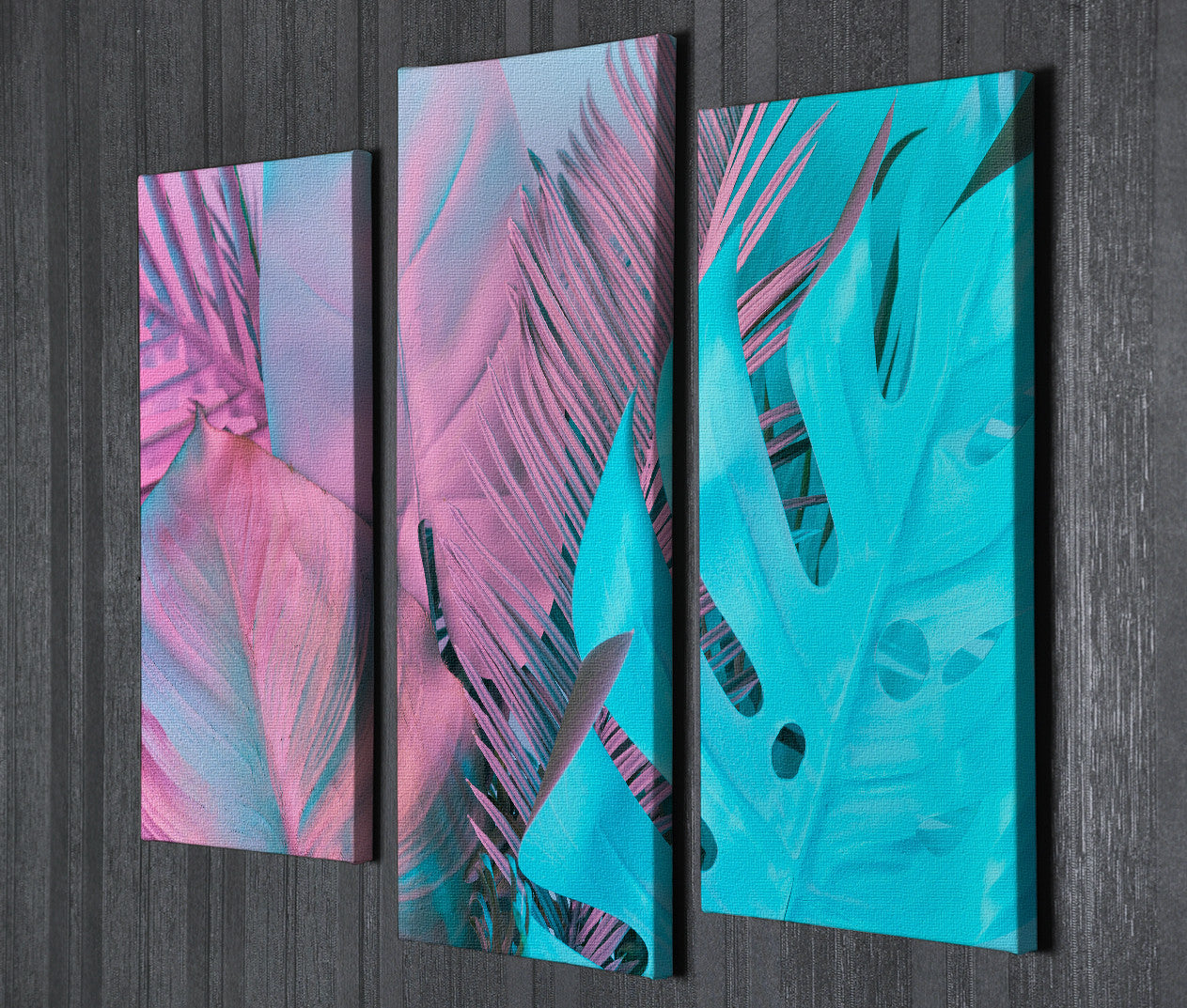 Conjunto de 3 Quadros Decorativos em Tela com Moldura de Madeira - Impressão Digital Multicolor 20x40cm e 20x45cm