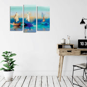 Conjunto de 3 Quadros Decorativos em Tela com Moldura de Madeira - Impressão Digital Multicolor 20x40cm e 20x45cm