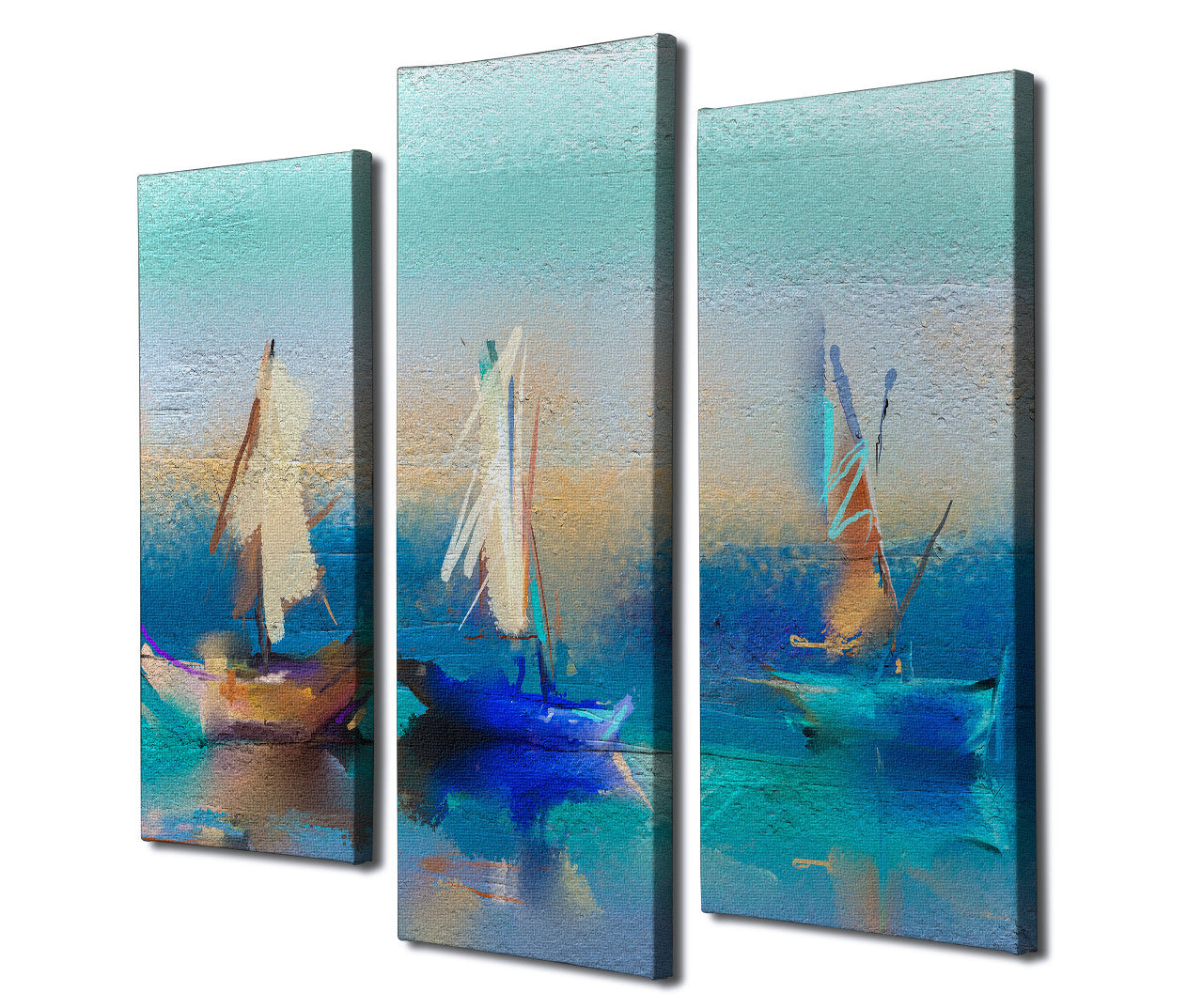 Conjunto de 3 Quadros Decorativos em Tela com Moldura de Madeira - Impressão Digital Multicolor 20x40cm e 20x45cm