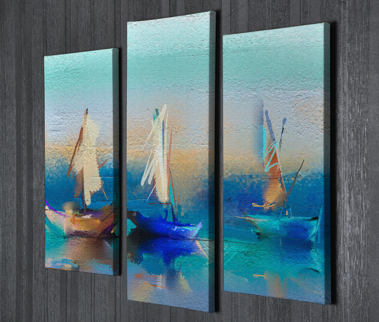 Conjunto de 3 Quadros Decorativos em Tela com Moldura de Madeira - Impressão Digital Multicolor 20x40cm e 20x45cm