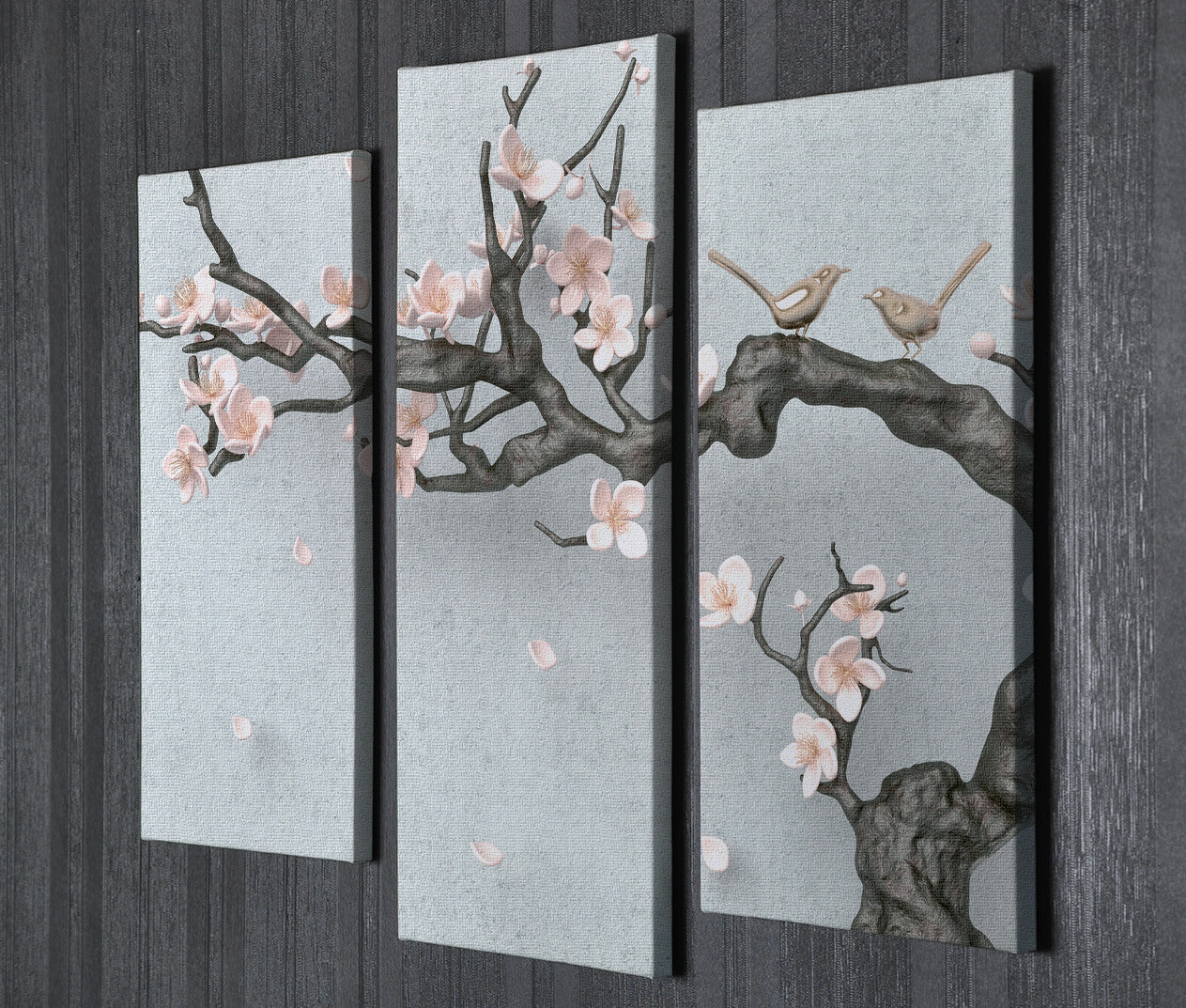 Conjunto de 3 Quadros Decorativos em Tela com Moldura de Madeira - Impressão Digital Multicolor 20x40cm e 20x45cm