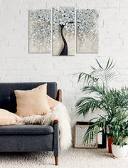 Conjunto de 3 Quadros Decorativos em Tela com Moldura de Madeira - Impressão Digital Multicolor 20x40cm e 20x45cm