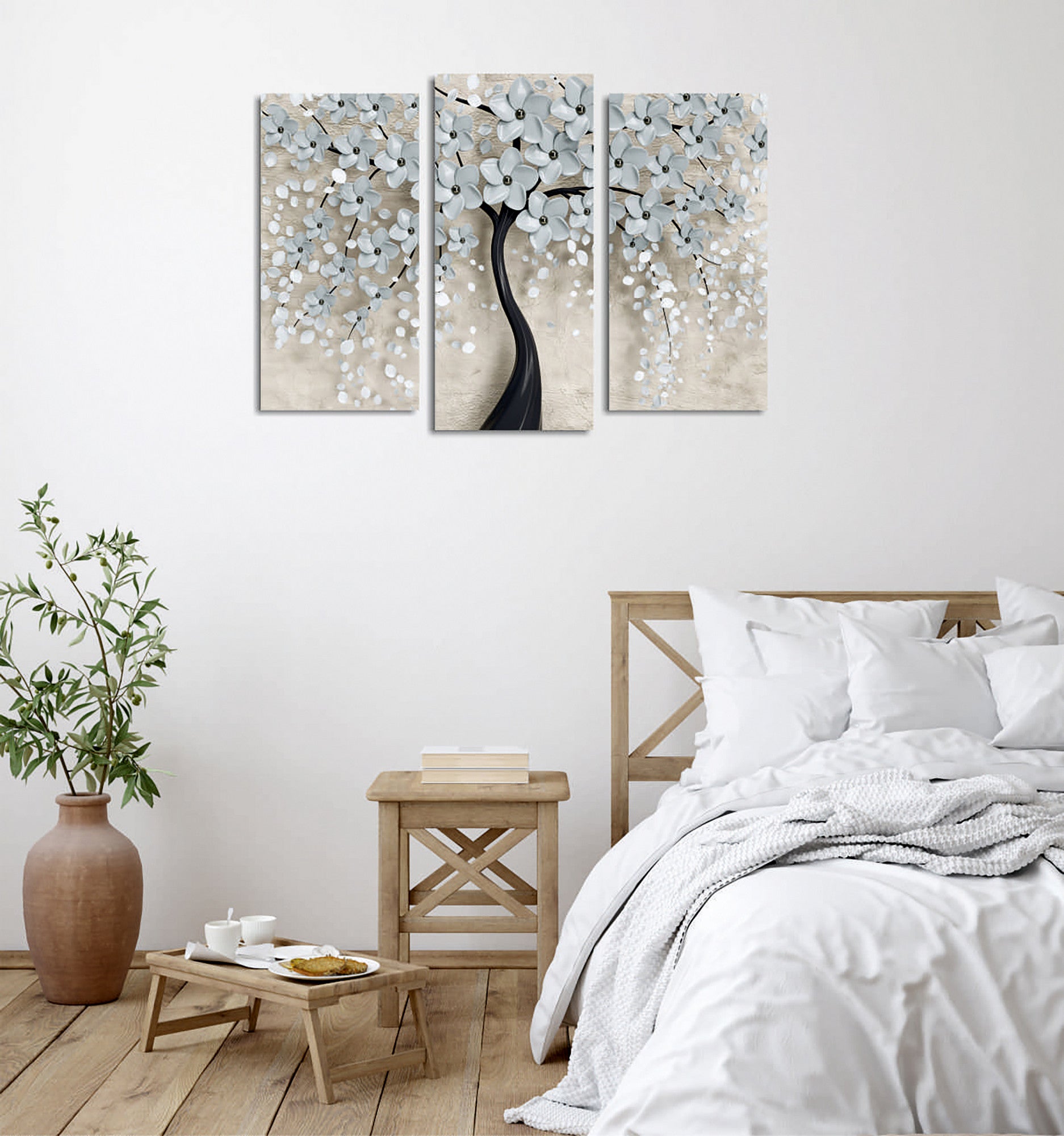 Conjunto de 3 Quadros Decorativos em Tela com Moldura de Madeira - Impressão Digital Multicolor 20x40cm e 20x45cm