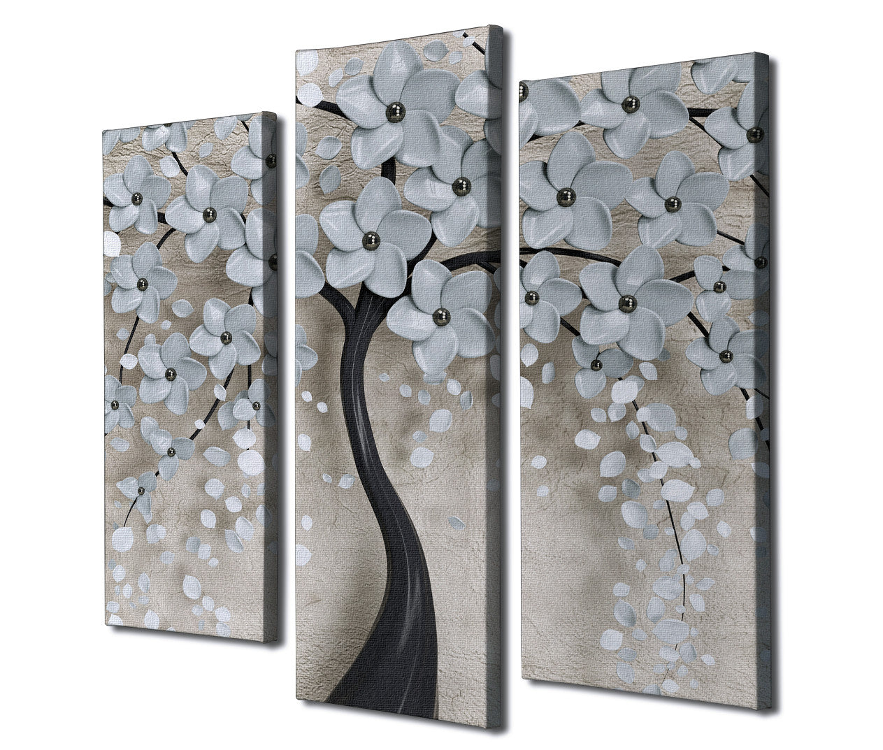 Conjunto de 3 Quadros Decorativos em Tela com Moldura de Madeira - Impressão Digital Multicolor 20x40cm e 20x45cm