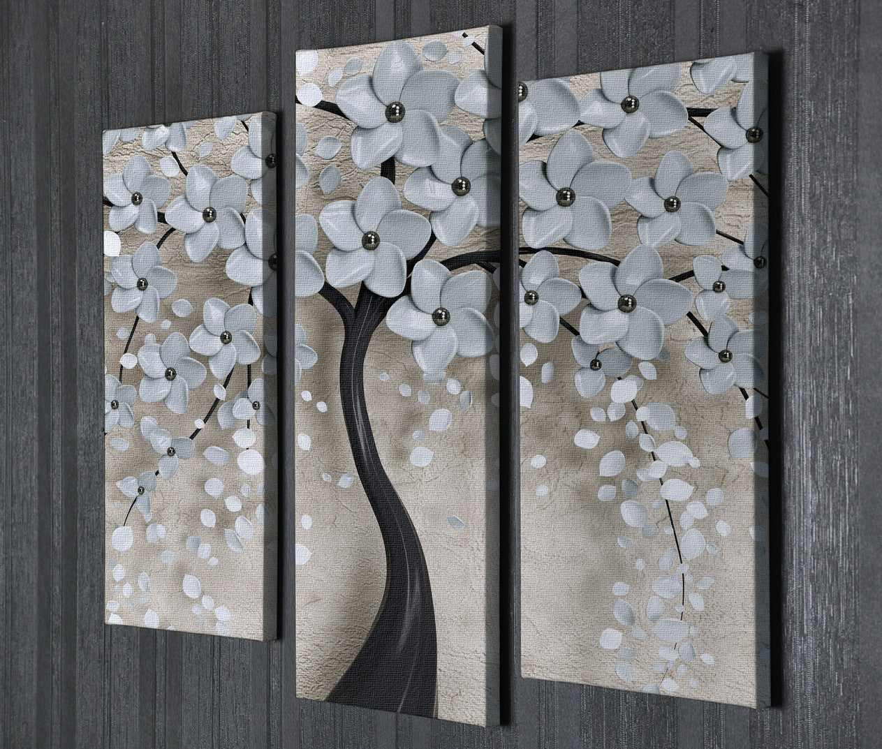 Conjunto de 3 Quadros Decorativos em Tela com Moldura de Madeira - Impressão Digital Multicolor 20x40cm e 20x45cm