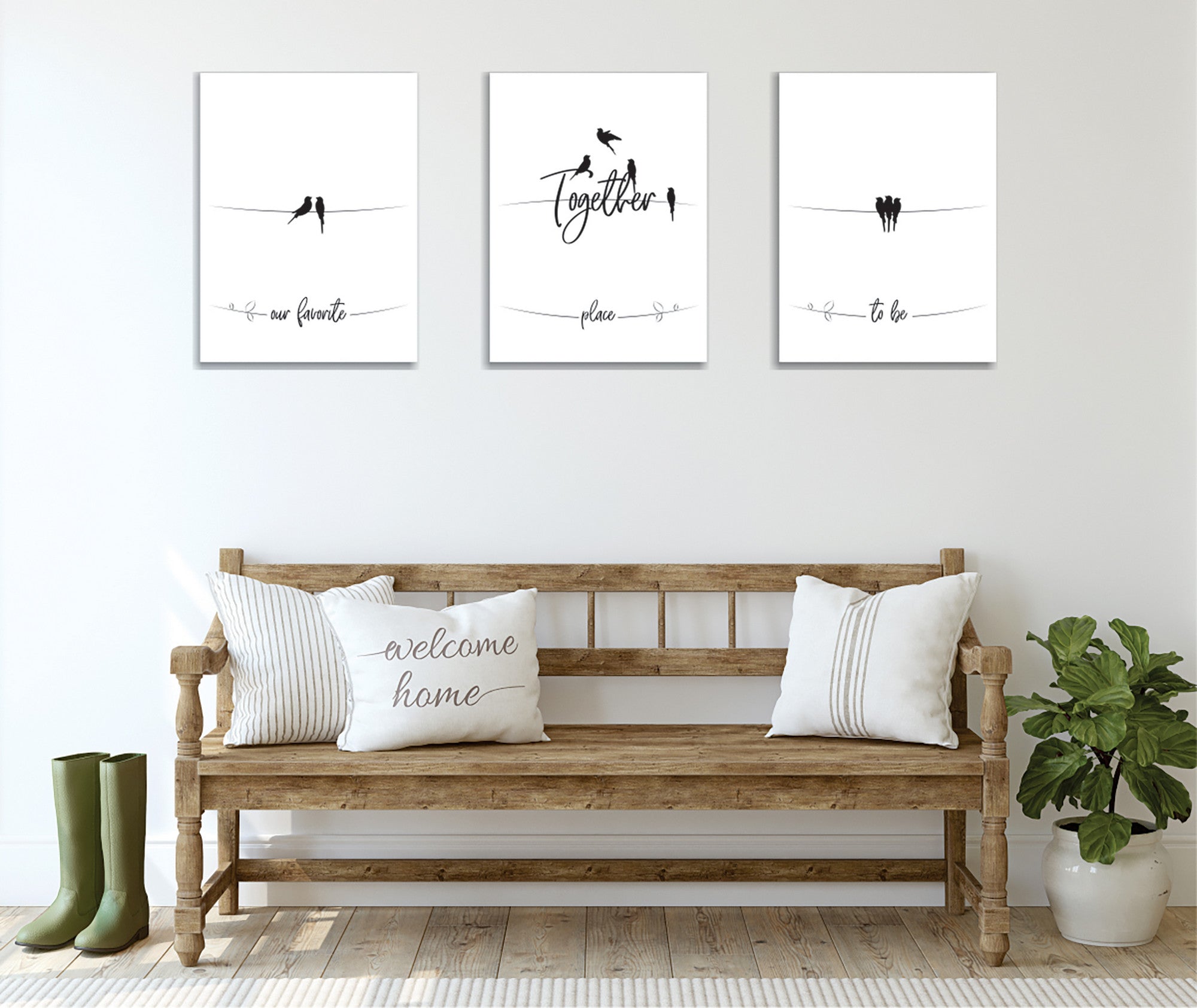 Conjunto elegante de pinturas decorativas em tela (3 peças), 30 x 40 cm | 60% algodão/40% poliéster, moldura de madeira, impressão digital | Perfeito para amantes de decoração e arte