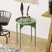 Mesa de centro elegante em metal verde, 44 x 57 x 44 cm | Construção 100% em metal durável | Perfeita para salas de estar modernas e espaços aconchegantes