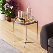 Mesa de Centro Cinza Elegante, 46 x 56 x 46 cm | Construção 100% Metal, Leve com 2,02 kg | Perfeita para Salas de Estar Modernas e Espaços Aconchegantes