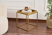 Mesa de Centro Elegante em Metal Dourado, 45 x 45 x 52 cm | Construção 100% em Metal Durável | Perfeita para Salas de Estar Modernas e Decoração Elegante