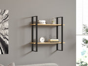Prateleira de parede moderna – 70 x 70 x 22 cm – Carvalho safira e preto – Painel de partículas revestido de melamina