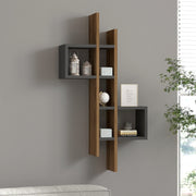 Prateleira de Parede Moderna, Carvalho e Antracite, 53,8 x 108 x 19,6 cm | Painel de Partículas 100% Revestido com Melamina, 18 mm de Espessura | Solução de Armazenamento Elegante para Qualquer Cômodo