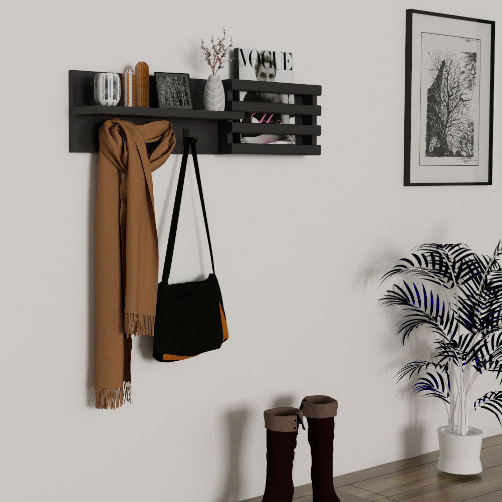 Conjunto para hall de entrada – 80 cm de largura – Antracite – 100% madeira de pinho