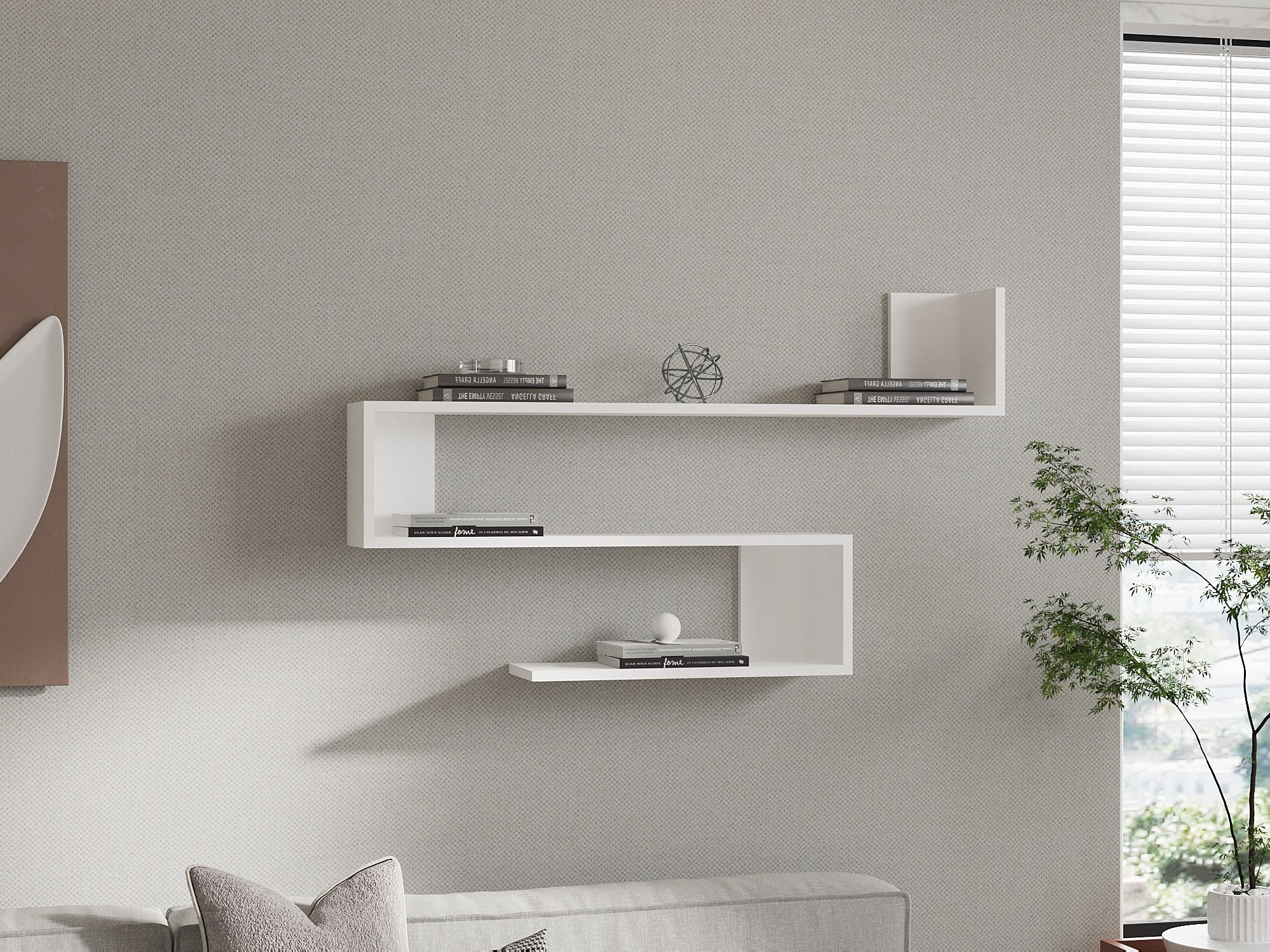 Prateleira de parede moderna, branca, 120 x 71 x 20 cm | Painel de partículas 100% revestido de melamina, 18 mm de espessura | Design escandinavo elegante com armazenamento extra
