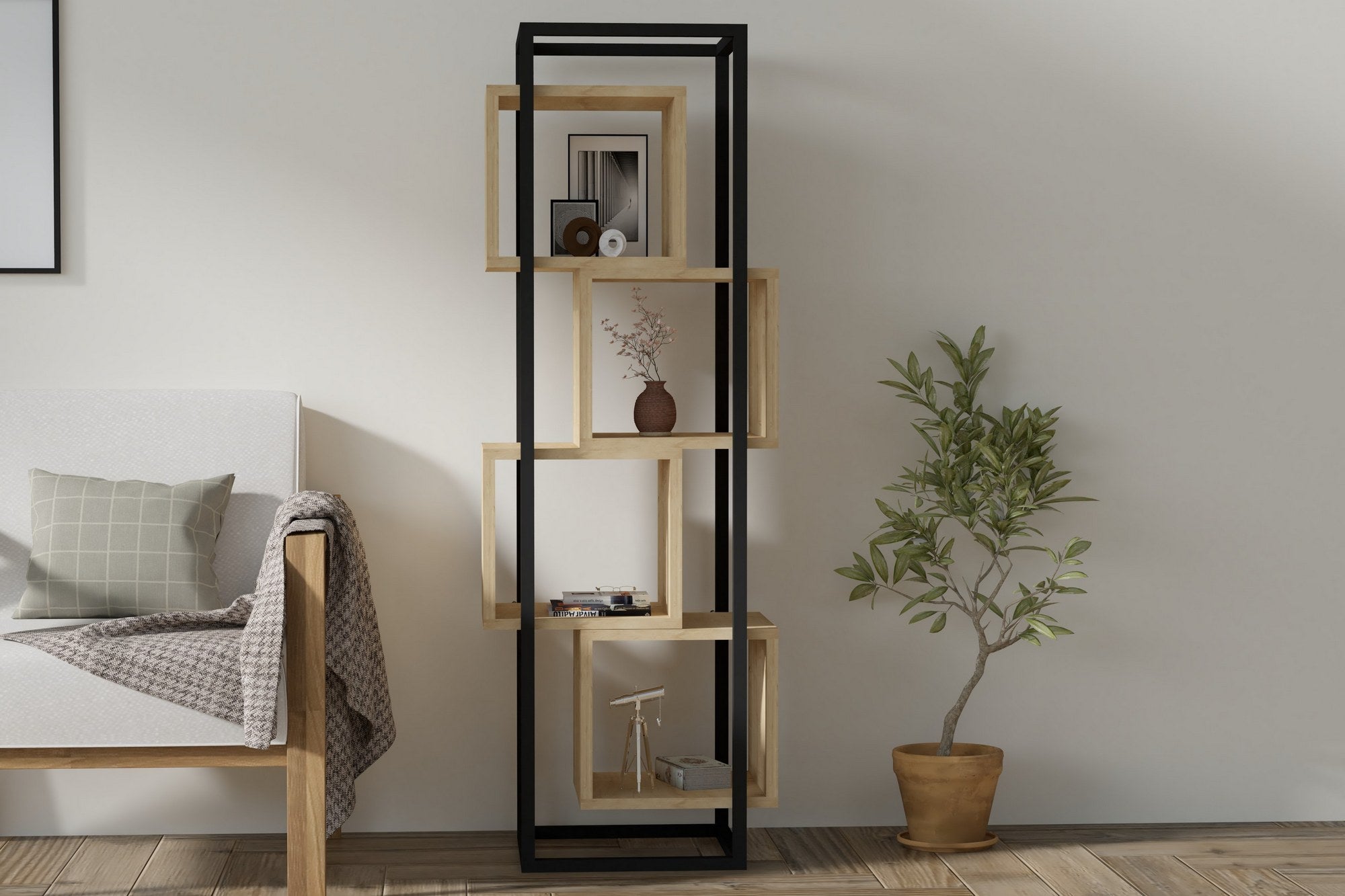 Estante moderna – 140 cm A x 44 cm L x 29 cm P – Safira – Aglomerado revestido de melamina