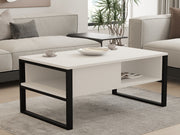Mesa de Centro Branca Moderna com Design Montável na Parede, 100 cm x 60 cm x 44 cm | Painel de Partículas 100% Revestido com Melamina, 18 mm de Espessura | Elegante e Funcional para Hotéis e Residências