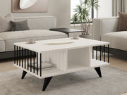 Mesa de Centro Branca Elegante, 90 x 60 x 40 cm | Painel de Partículas 100% Revestido em Melamina, 18 mm de Espessura | Design Moderno para Salas de Estar e Lounges