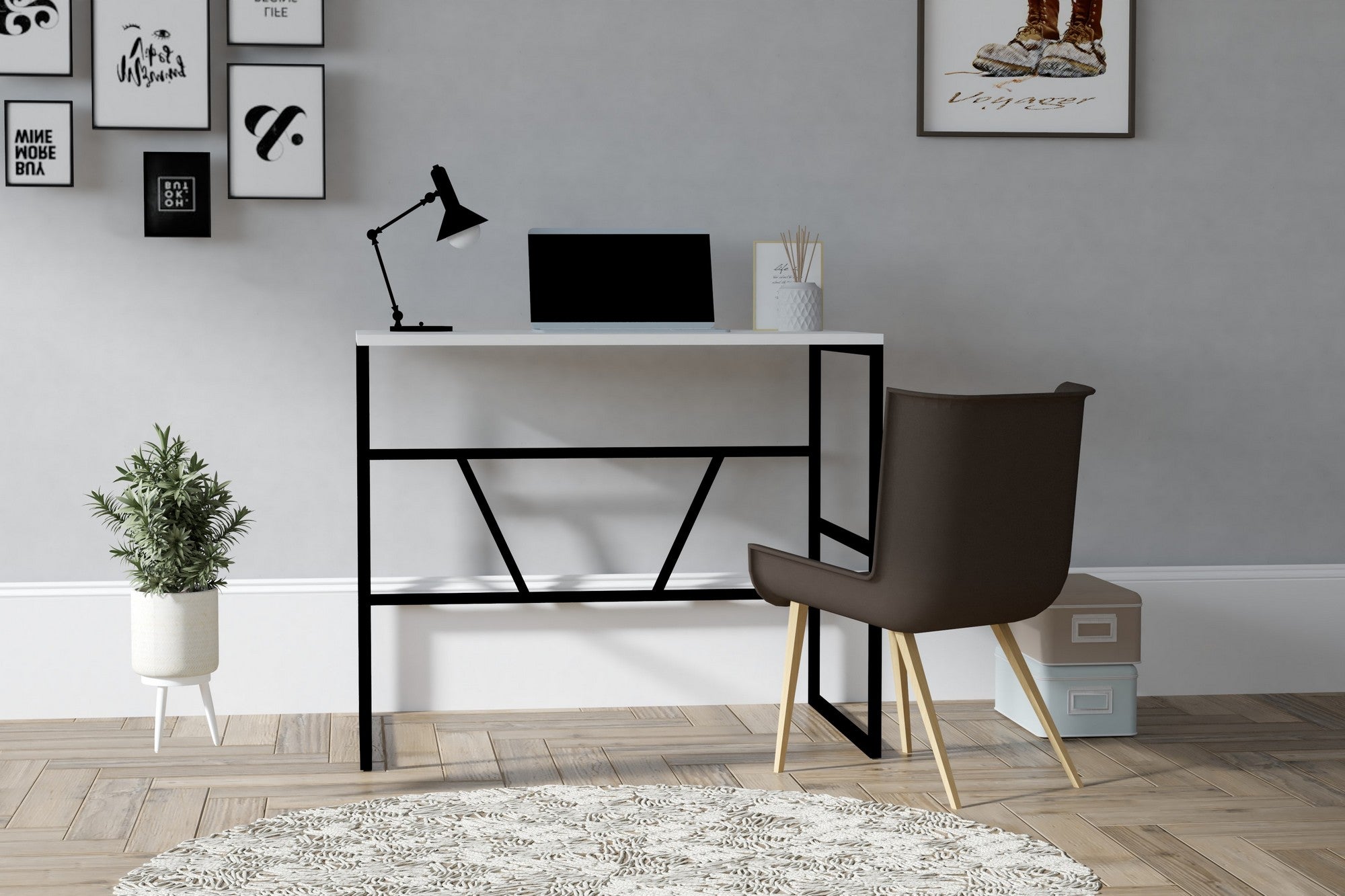 Secretária Moderna – 90 x 60 x 74 cm – Branca – Melamina