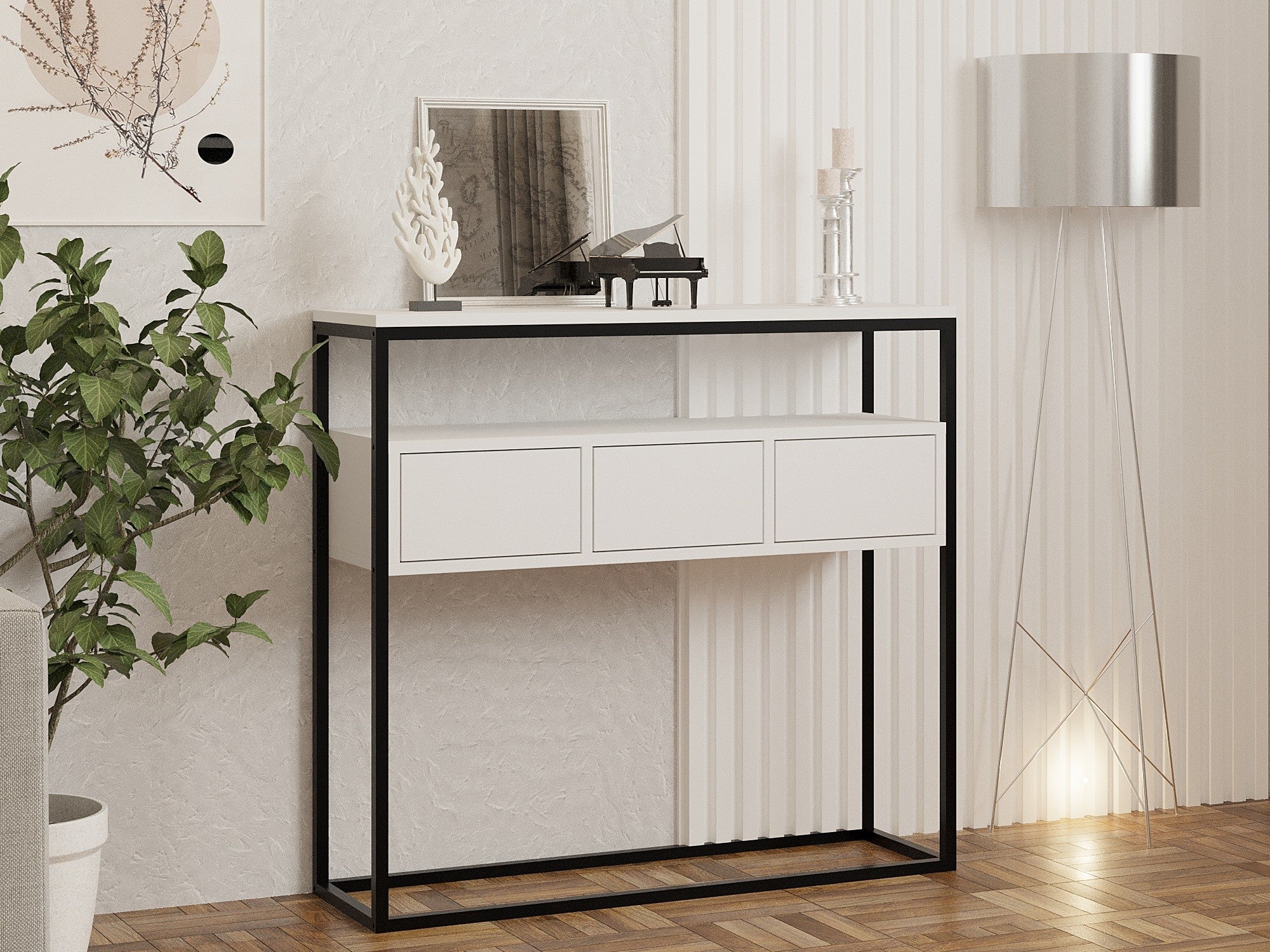 Aparador – 100 cm x 90 cm x 29 cm – Branco – Aglomerado revestido em melamina