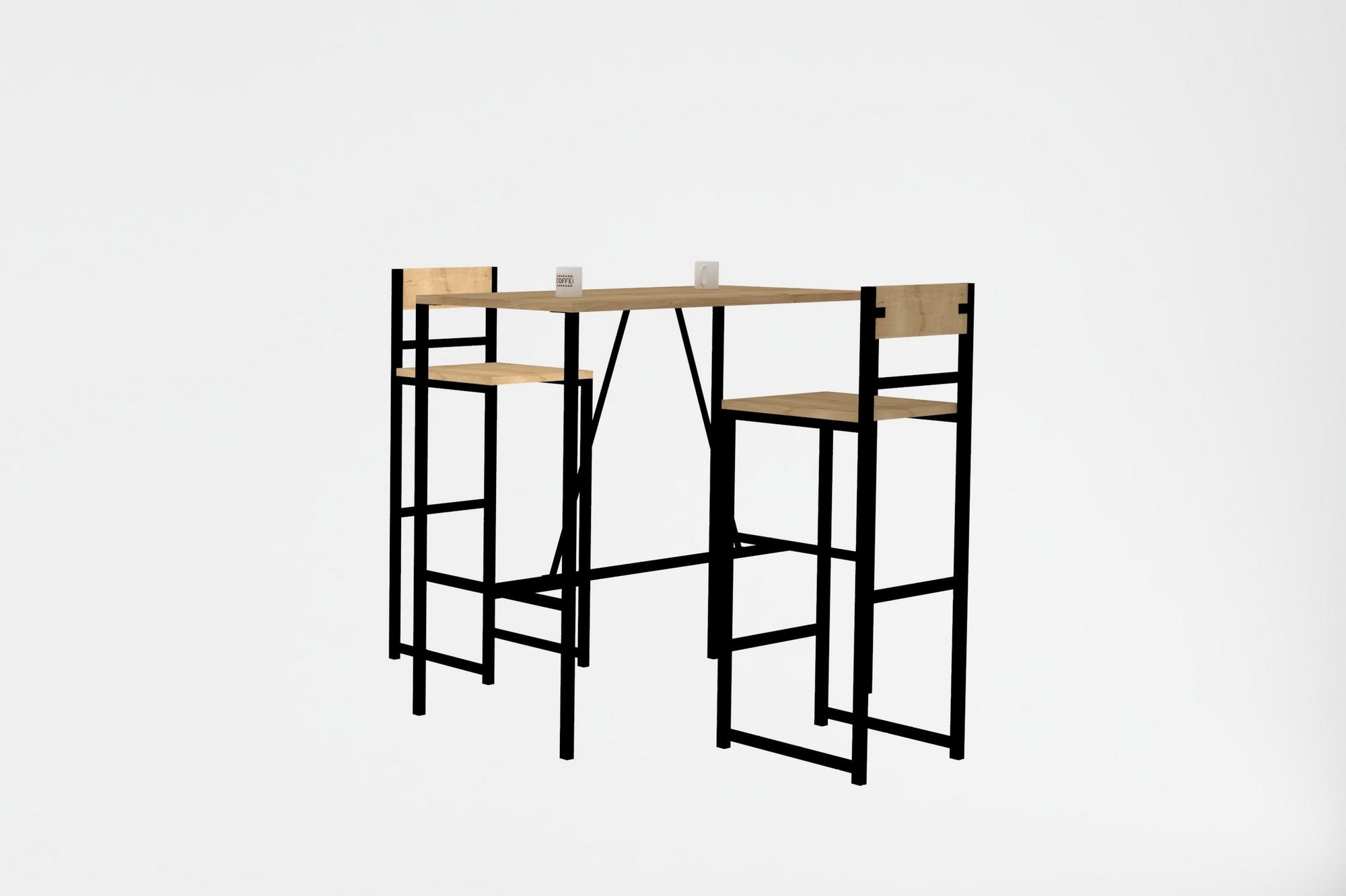 Conjunto de mesa e cadeiras (3 peças)-Tibet-Carvalho
Preto