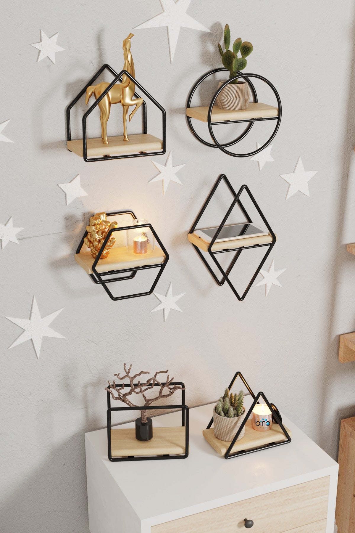 Prateleira de parede-CM-051-SRK-Dourado
Preto