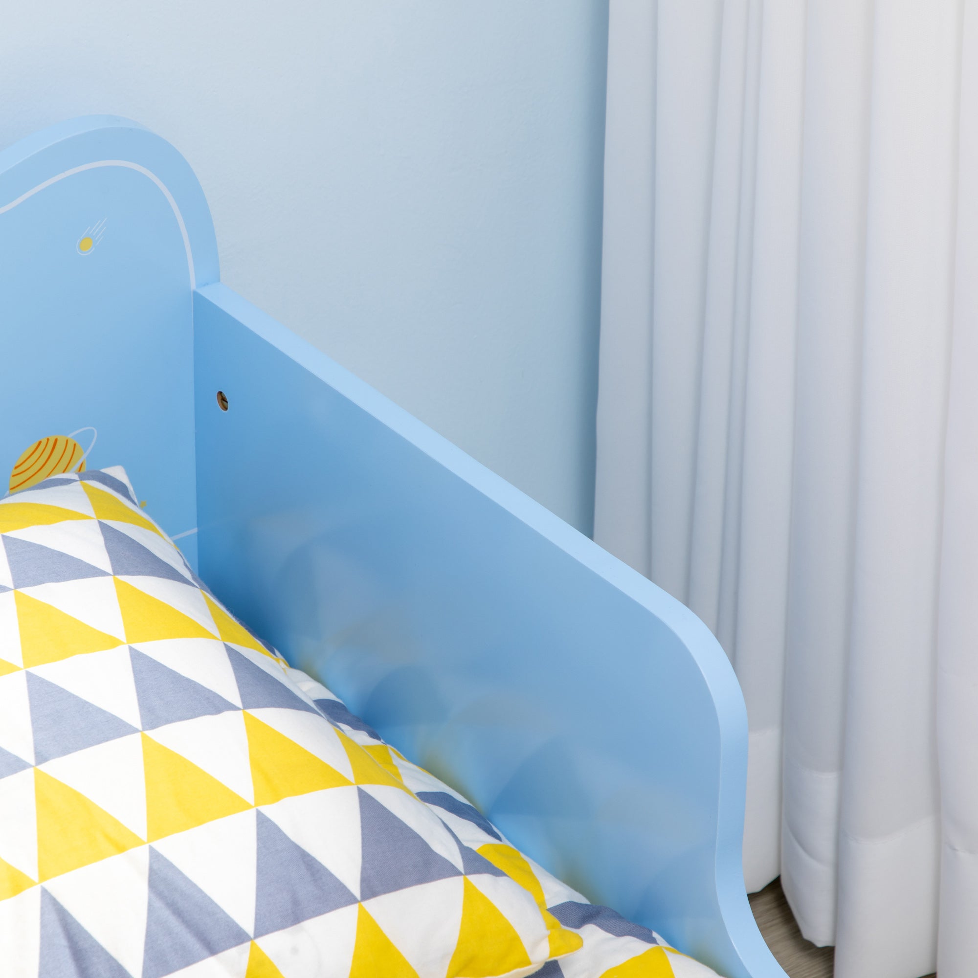 Cama Infantil de Madeira Azul 143x74x59cm para Crianças de 3-6 Anos