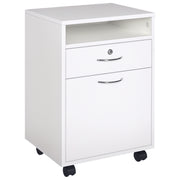 Bloco de Gavetas de Escritório com 4 Rodas 40x35x60 cm - Cor Branco