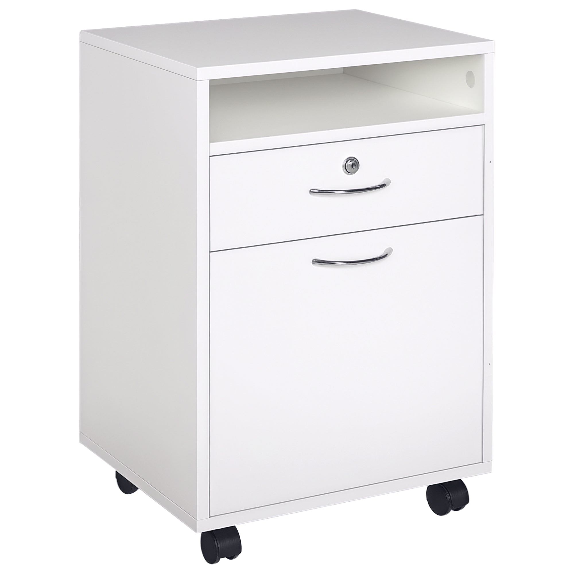 Bloco de Gavetas de Escritório com 4 Rodas 40x35x60 cm - Cor Branco