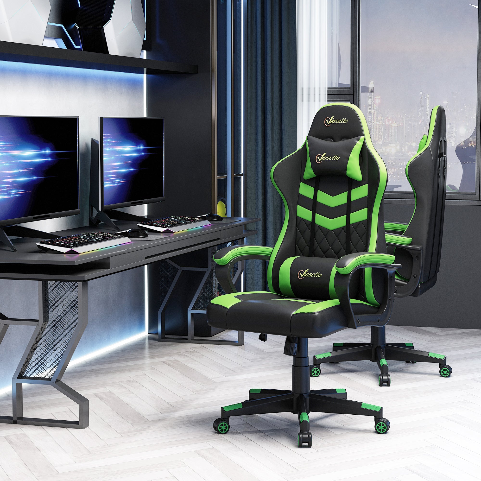 Cadeira Gaming Ergonómica 61x70x121-129 cm Verde
