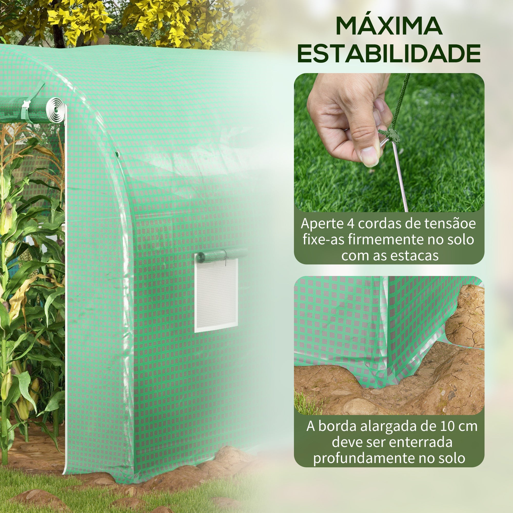 Estufa tipo Túnel – 400x200x205 cm – Verde – Aço Galvanizado