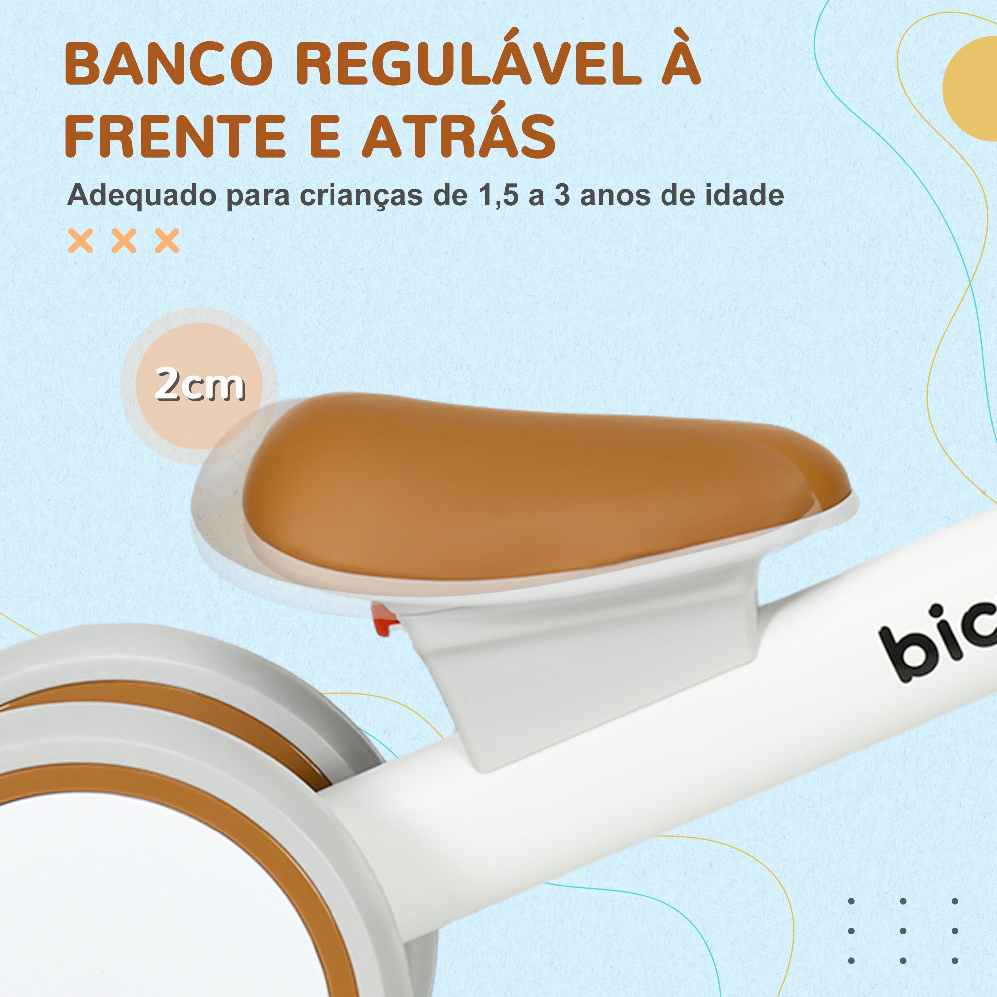 Bicicleta de Equilíbrio para Crianças 1-3 Anos Marrom 56x27x39 cm
