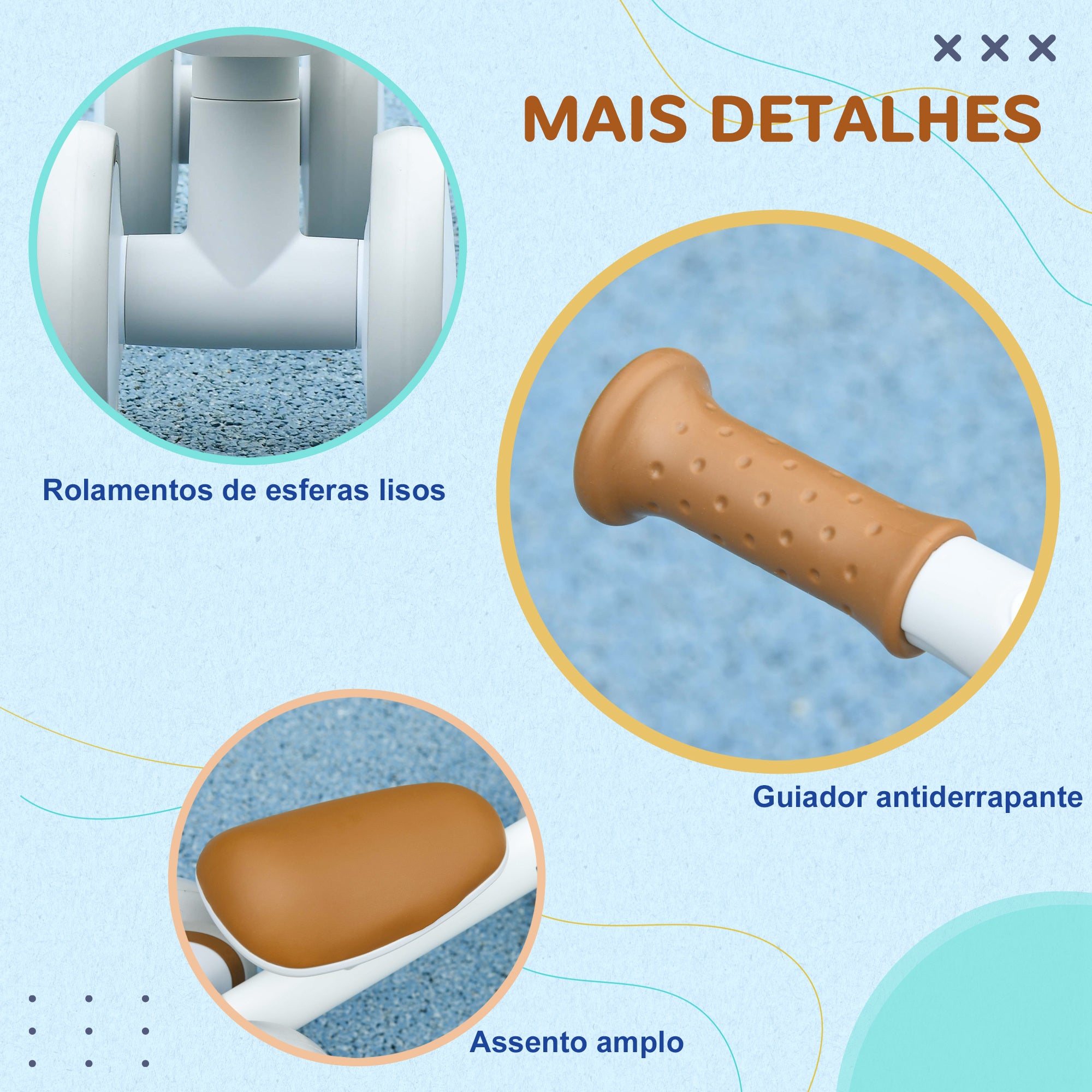 Bicicleta de Equilíbrio para Crianças 1-3 Anos Marrom 56x27x39 cm