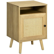 Mesa de Cabeceira com Porta de Vime Cor de Madeira Natural 39x35x60cm