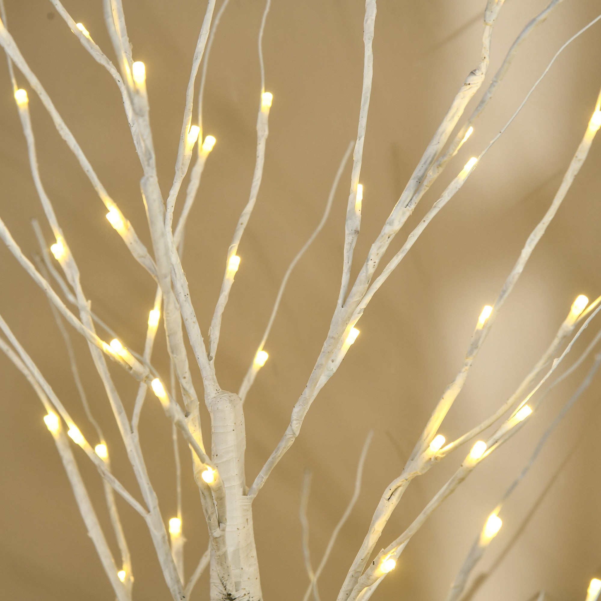 Árvore de Bétula Branca 180cm com 96 Luzes LED Branco Quente - 22x22x180 cm