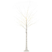 Árvore de Bétula Branca 180cm com 96 Luzes LED Branco Quente - 22x22x180 cm