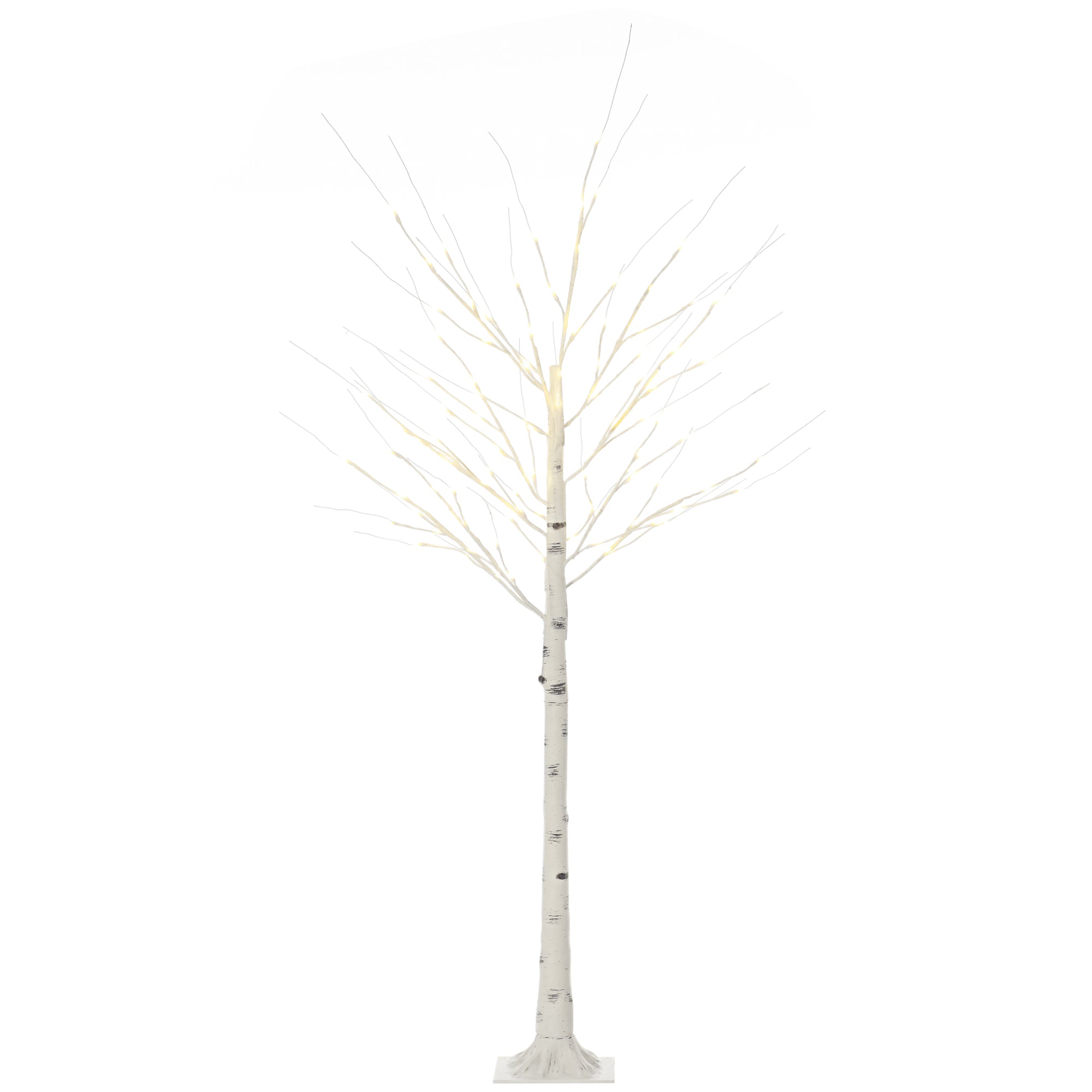 Árvore de Bétula Branca 180cm com 96 Luzes LED Branco Quente - 22x22x180 cm