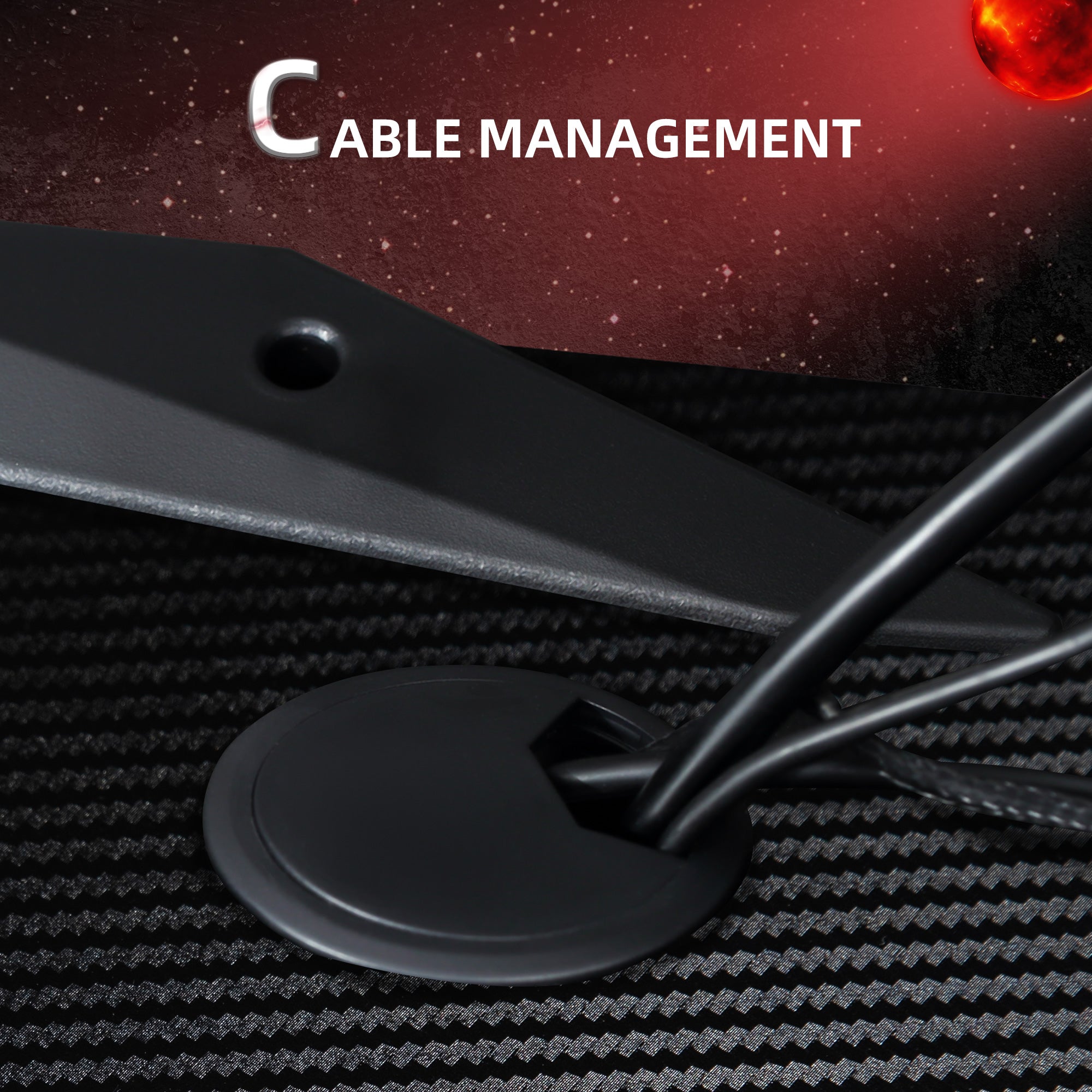 Secretária Gaming Ergonômica 120x66x76cm Preto e Vermelho